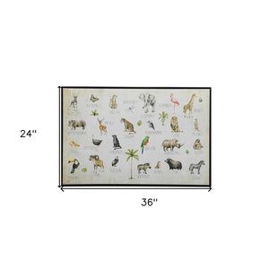 Homeroots Jungle Animals Alphabet Wall Art – Stylish Black Floater Frame For Kids' Rooms And Playrooms  Canvas 573460