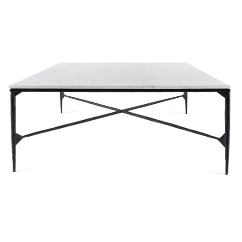 Homeroots 42" Black And White Marble And Iron Square Coffee Table – Modern Geometric Accent For Your Living Room   573463