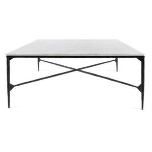 Homeroots 42" Black And White Marble And Iron Square Coffee Table – Modern Geometric Accent For Your Living Room   573463
