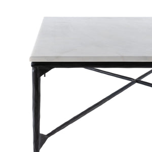 Homeroots 42" Black And White Marble And Iron Square Coffee Table – Modern Geometric Accent For Your Living Room   573463