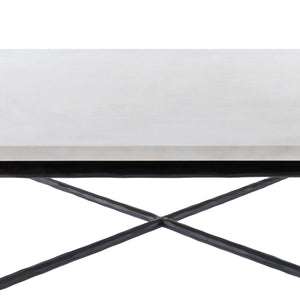 Homeroots 42" Black And White Marble And Iron Square Coffee Table – Modern Geometric Accent For Your Living Room   573463