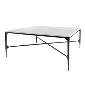 Homeroots 42" Black And White Marble And Iron Square Coffee Table – Modern Geometric Accent For Your Living Room   573463