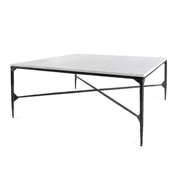 Homeroots 42" Black And White Marble And Iron Square Coffee Table – Modern Geometric Accent For Your Living Room   573463