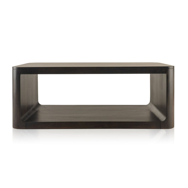 HomeRoots 48" Walnut Solid Wood Coffee Table with Shelf – Stylish Centerpiece for Living Room or Office Decor 573464
