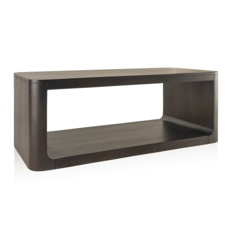 Homeroots 48" Walnut Solid Wood Coffee Table With Shelf – Stylish, Sturdy, And Perfect For Any Room Decor   573464