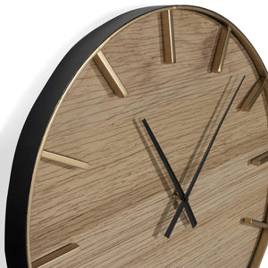 HomeRoots 26" Brown Solid Wood Wall Clock - Silent Analog Design, 24" Face, Timeless Charm for Any Space 573465