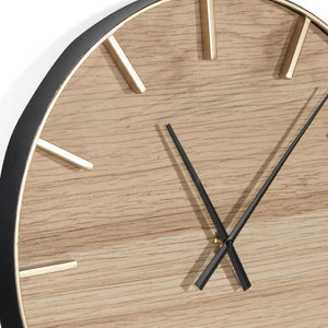 HomeRoots 26" Brown Solid Wood Wall Clock - Silent Analog Design, 24" Face, Timeless Charm for Any Space 573465