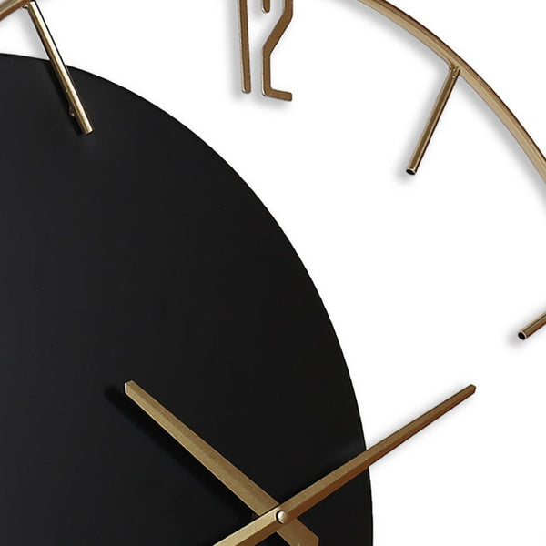 HomeRoots 29" Black Metal Silent Analog Wall Clock – Stylish, Large Face for Modern Elegance in Any Room 573466