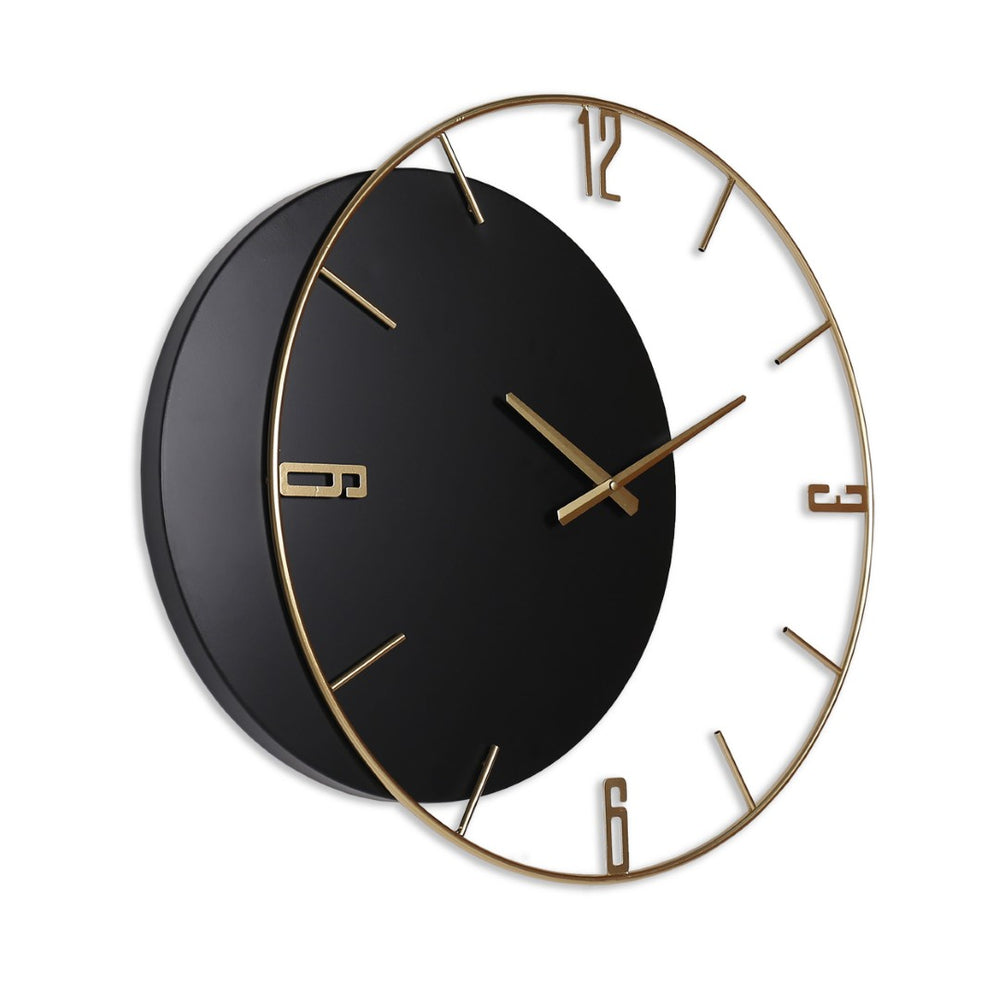 HomeRoots 29" Black Metal Silent Analog Wall Clock – Stylish, Large Face for Modern Elegance in Any Room 573466