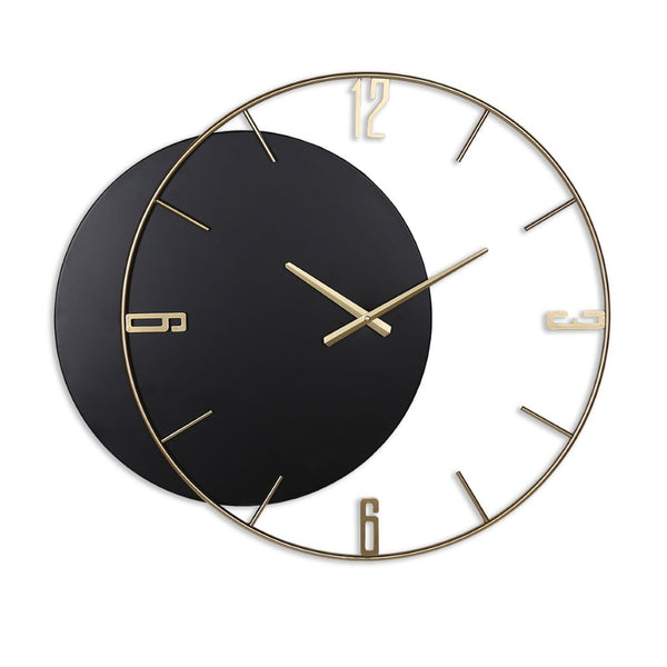 HomeRoots 29" Black Metal Silent Analog Wall Clock – Stylish, Large Face for Modern Elegance in Any Room 573466