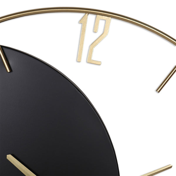 HomeRoots 29" Black Metal Silent Analog Wall Clock – Stylish, Large Face for Modern Elegance in Any Room 573466