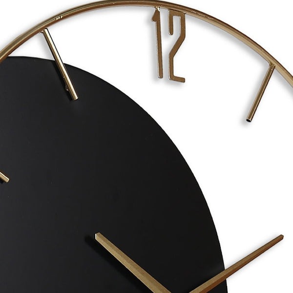 HomeRoots 29" Black Metal Silent Analog Wall Clock – Stylish, Large Face for Modern Elegance in Any Room 573466