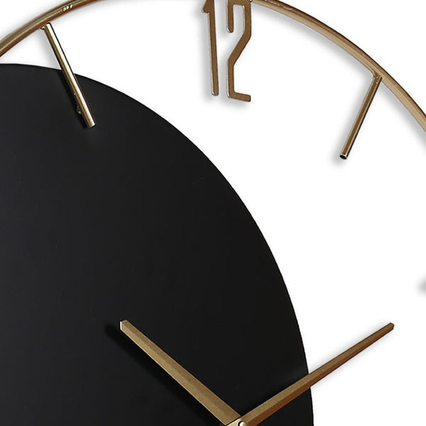 HomeRoots 29" Black Metal Silent Analog Wall Clock – Stylish, Large Face for Modern Elegance in Any Room 573466