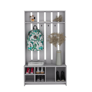 English Elm Hall Tree Smokey Gray 7-Shelf Vertical Storage Organizer - FSC Engineered Wood, Space-Saving, Durable, Modern Design B097S00183
