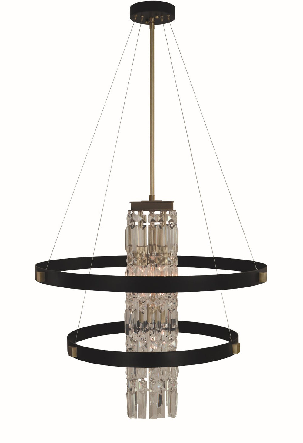Framburg 5-light Elegant Chandelier With Crystal Accents And Floating Design - Made In Usa For Timeless Style Brush Brass Matte Black Metal 5735 Br/Mblack