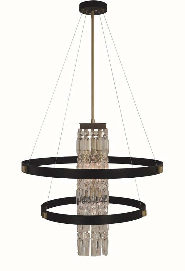 Framburg 5-light Elegant Chandelier With Crystal Accents And Floating Design - Made In Usa For Timeless Style Brush Brass Matte Black Metal 5735 Br/Mblack