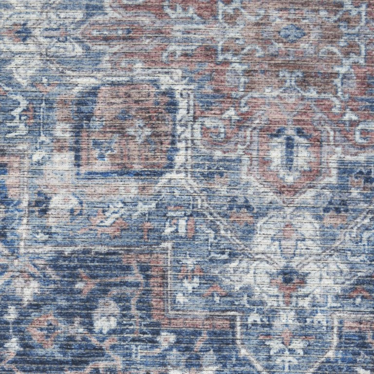 8 Ft Round Floral Cotton Blend Area Rug Vintage Faded Look for Living Rooms