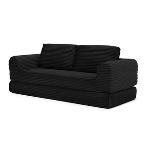 English Elm 2-in-1 Corduroy Futon Sofa Sleeper with Foam Fill and Modular Floor Profile Black W1117P417295
