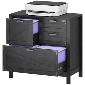 English Elm Farmhouse Lateral Filing Cabinet 4 Drawer Barn Style Home Office Storage Unit T3971P405932