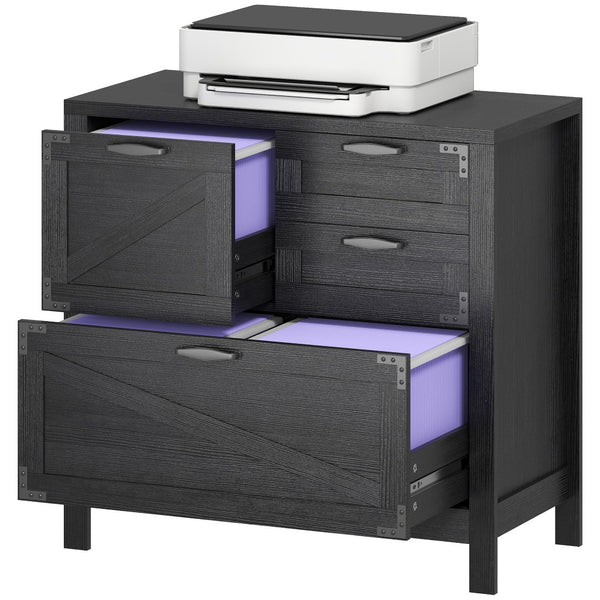 English Elm Farmhouse Lateral Filing Cabinet 4 Drawer Barn Style Home Office Storage Unit T3971P405932