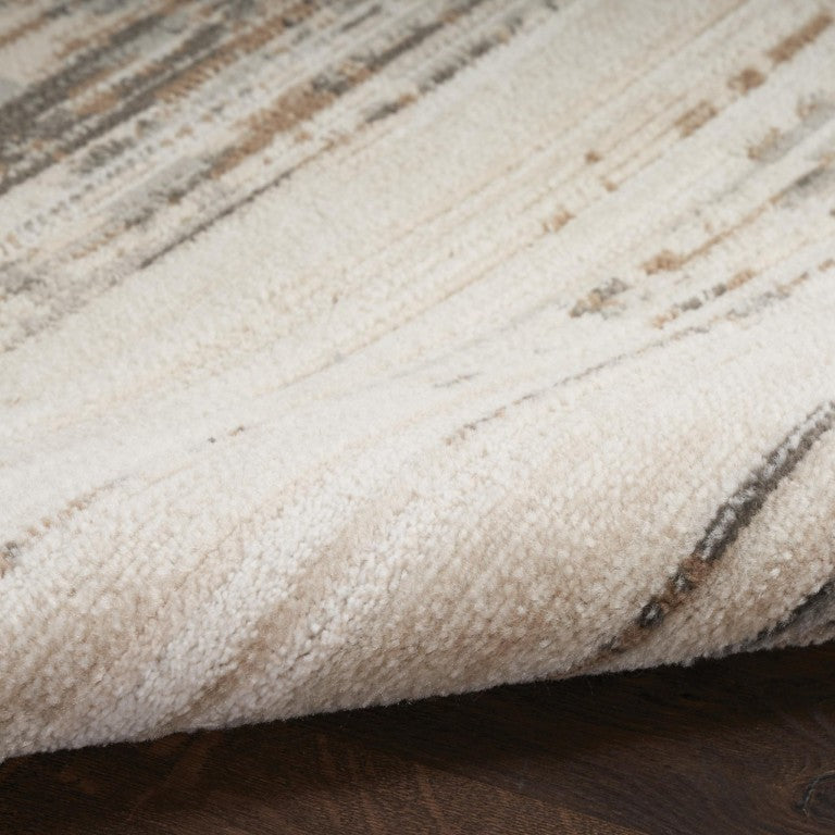 6x9 Ivory Abstract Distressed Area Rug Soft Synthetic Pile for Living Room