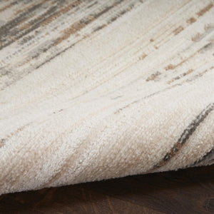 6x9 Ivory Abstract Distressed Area Rug Soft Synthetic Pile for Living Room