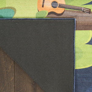HomeRoots 5' Navy Blue Indoor/Outdoor Area Rug – Durable, Non-Slip, Easy-Clean Flatweave Design for Versatile Spaces 573680