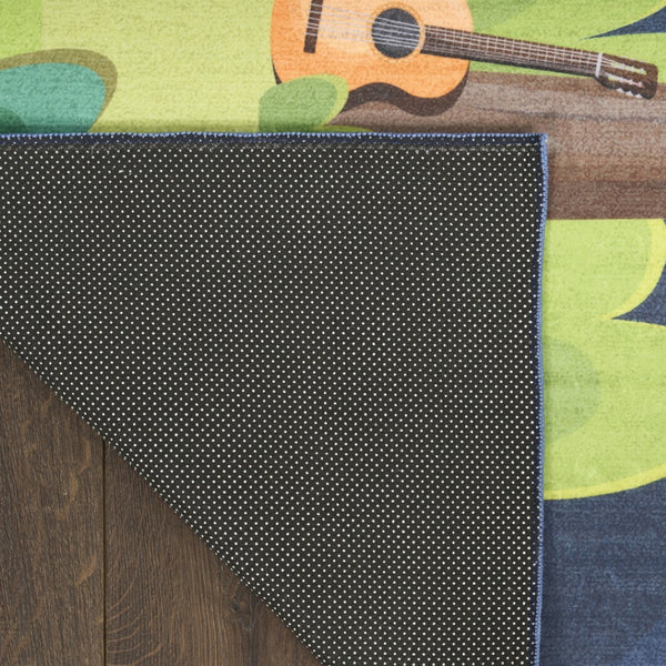 HomeRoots 5' Navy Blue Indoor/Outdoor Area Rug – Durable, Non-Slip, Easy-Clean Flatweave Design for Versatile Spaces 573680