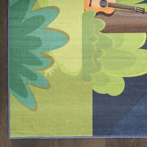 HomeRoots 5' Navy Blue Indoor/Outdoor Area Rug – Durable, Non-Slip, Easy-Clean Flatweave Design for Versatile Spaces 573680