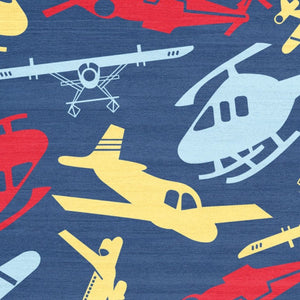 5x7 Kids Helicopter Print Washable Polyester Area Rug for Playroom or Nursery
