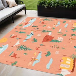 HomeRoots 5' X 7' Vibrant Orange Indoor Outdoor Area Rug – Durable, Non-Slip, Low Maintenance for Stylish Spaces 573686
