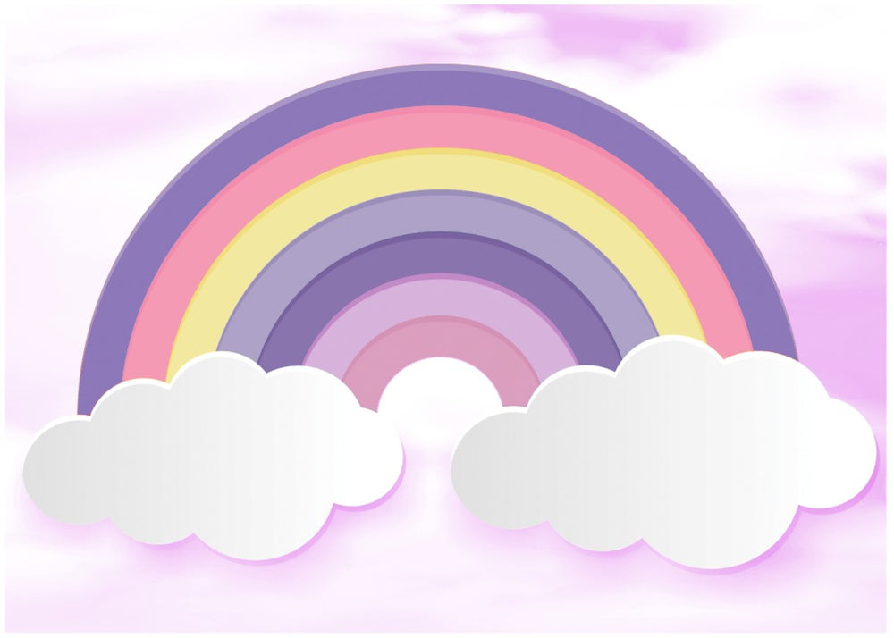 HomeRoots 5x7 Pink Purple Rainbow Polyester Kids Rug Machine Washable Playroom Accent 573687