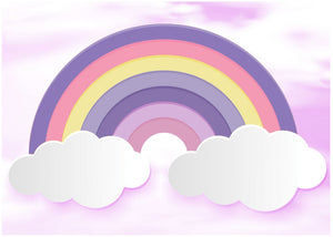 HomeRoots 5x7 Pink Purple Rainbow Polyester Kids Rug Machine Washable Playroom Accent 573687