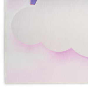 5x7 Pink Purple Rainbow Polyester Kids Rug Machine Washable Playroom Accent