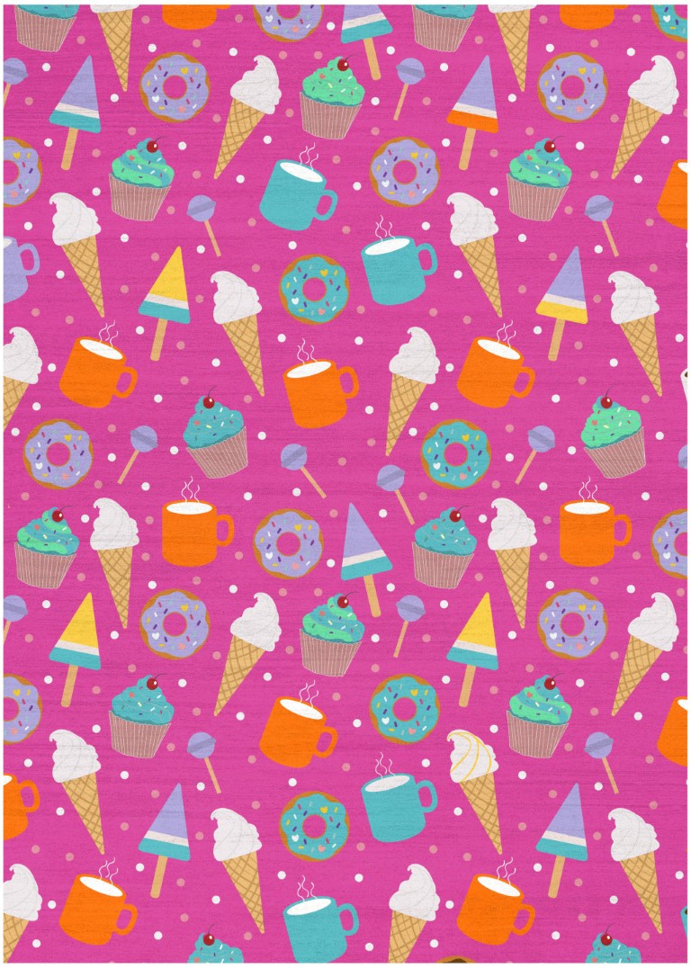 HomeRoots 5x7 Kids Playroom Washable Polyester Rug with Ice Cream Donut Novelty Print 573688
