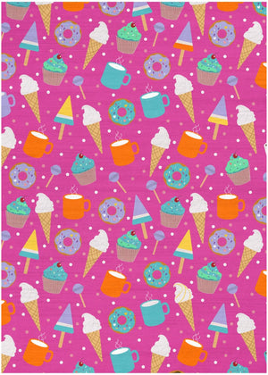 HomeRoots 5x7 Kids Playroom Washable Polyester Rug with Ice Cream Donut Novelty Print 573688