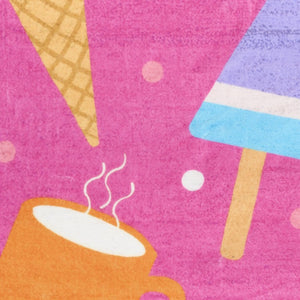 5x7 Kids Playroom Washable Polyester Rug with Ice Cream Donut Novelty Print
