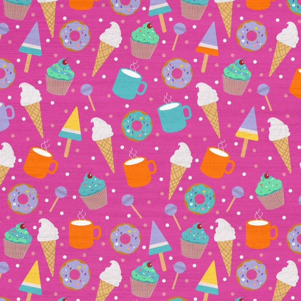 5x7 Kids Playroom Washable Polyester Rug with Ice Cream Donut Novelty Print
