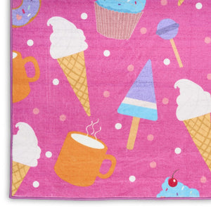 5x7 Kids Playroom Washable Polyester Rug with Ice Cream Donut Novelty Print