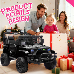 English Elm 24v Dual Motor Two Seat Kids Electric Ride on Car with Remote Control and Bluetooth Audio Black W1578P305897