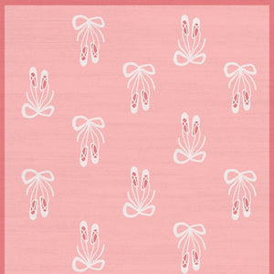 5x7 Pink Ivory Bow Print Washable Kids Polyester Rug for Nursery or Playroom