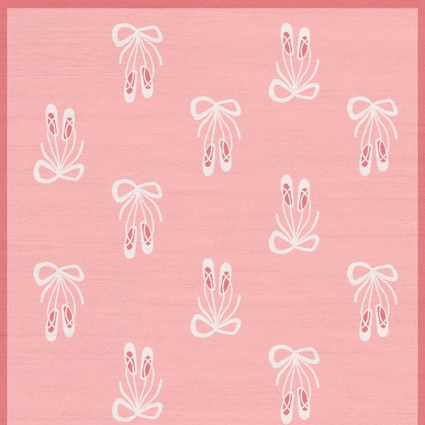 5x7 Pink Ivory Bow Print Washable Kids Polyester Rug for Nursery or Playroom