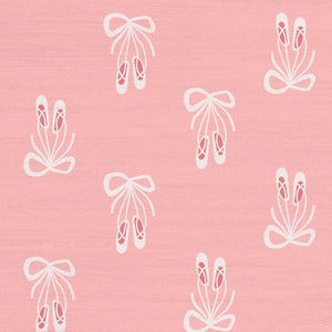 5x7 Pink Ivory Bow Print Washable Kids Polyester Rug for Nursery or Playroom