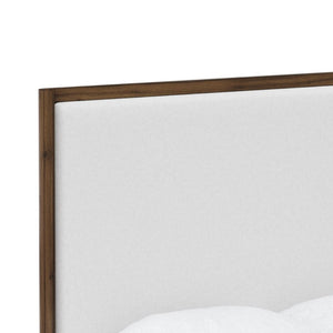 English Elm Queen Upholstered Headboard Bed Walnut Veneer Frame Transitional Bedroom Furniture B2699S00063