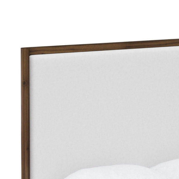English Elm Queen Upholstered Headboard Bed Walnut Veneer Frame Transitional Bedroom Furniture B2699S00063