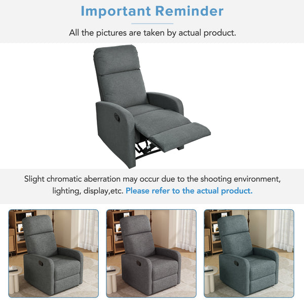 English Elm Christopher Knight Home® - Modern Recliner Plush Manual Recliner Chair with Ergonomic Support, 3-Position Backrest, Durable Fabric Comfort Charcoal N763P256491E