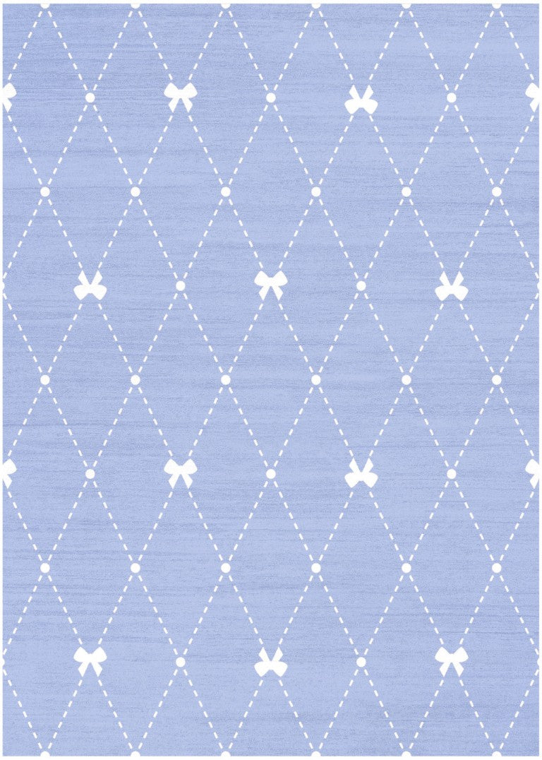 7 X 9 Blue Polyester Flatweave Area Rug Low Profile Machine Made Living Room