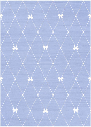7 X 9 Blue Polyester Flatweave Area Rug Low Profile Machine Made Living Room