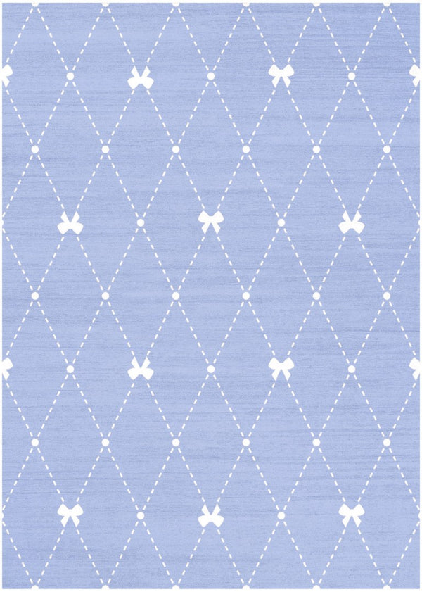 7 X 9 Blue Polyester Flatweave Area Rug Low Profile Machine Made Living Room