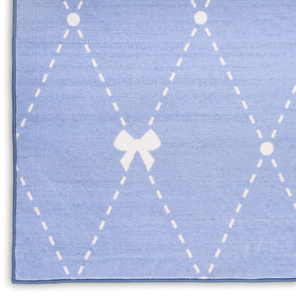 7 X 9 Blue Polyester Flatweave Area Rug Low Profile Machine Made Living Room